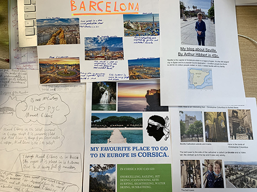 A collage of photos and notes from Barcelona